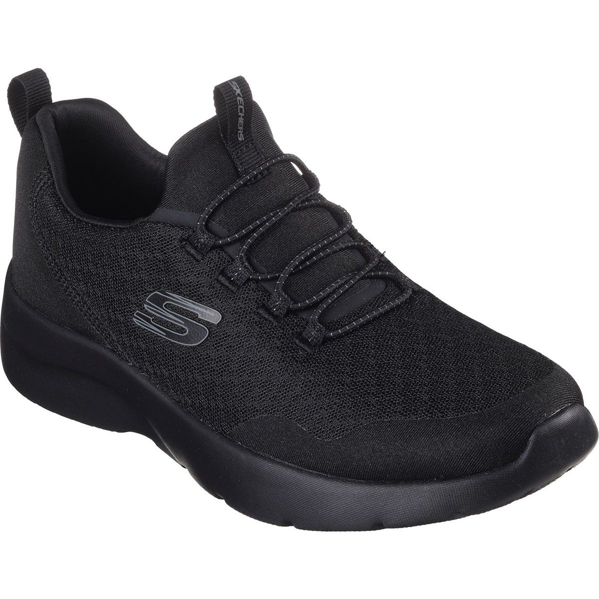 Skechers Dynamight 2.0 - Real Smooth BBK Black Womens trainers in a Plain Textile in Size 8